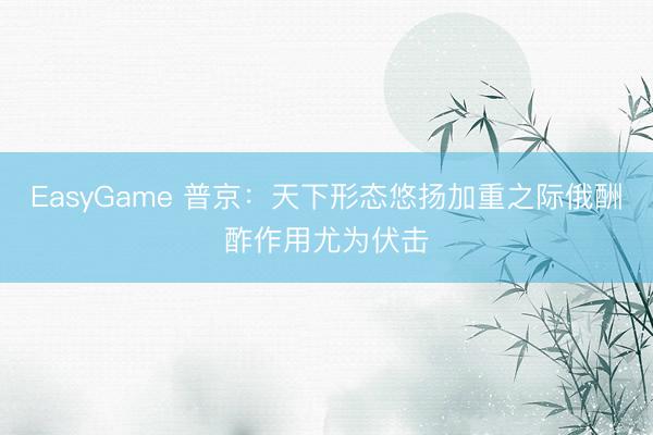 EasyGame 普京：天下形态悠扬加重之际俄酬酢作用尤为伏击