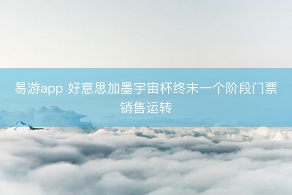 易游app 好意思加墨宇宙杯终末一个阶段门票销售运转