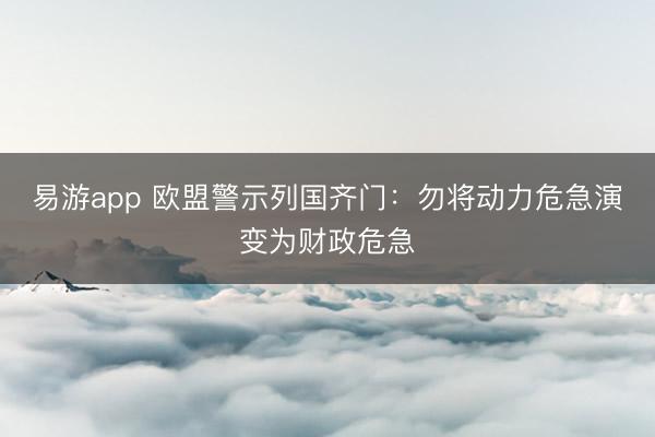易游app 欧盟警示列国齐门:勿将动力危急演变为财政危急