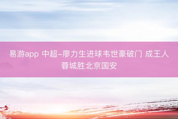 易游app 中超-廖力生进球韦世豪破门 成王人蓉城胜北京国安
