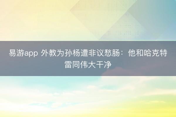 易游app 外教为孙杨遭非议愁肠：他和哈克特雷同伟大干净