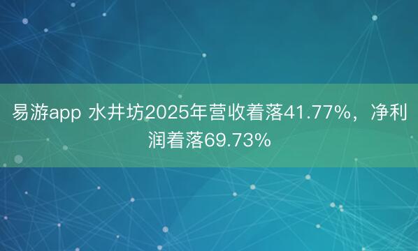 易游app 水井坊2025年营收着落41.77%，净利润着落69.73%