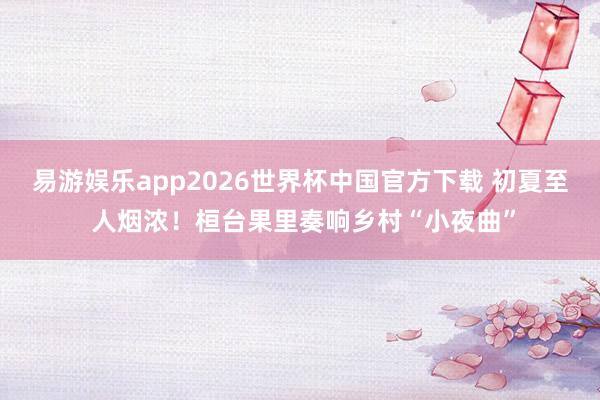 易游娱乐app2026世界杯中国官方下载 初夏至 人烟浓！桓台果里奏响乡村“小夜曲”