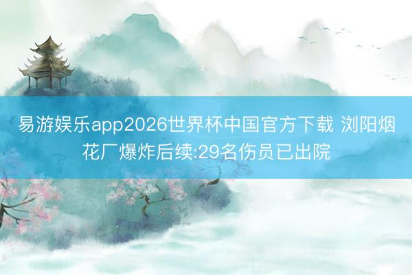易游娱乐app2026世界杯中国官方下载 浏阳烟花厂爆炸后续:29名伤员已出院
