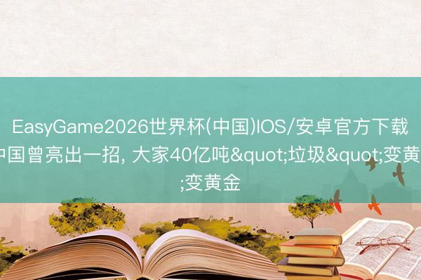 EasyGame2026世界杯(中国)IOS/安卓官方下载 中国曾亮出一招， 大家40亿吨"垃圾"变黄金
