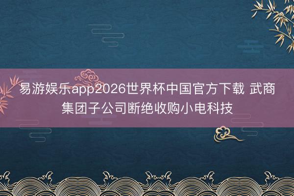 易游娱乐app2026世界杯中国官方下载 武商集团子公司断绝收购小电科技