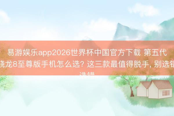 易游娱乐app2026世界杯中国官方下载 第五代骁龙8至尊版手机怎么选? 这三款最值得脱手, 别选错
